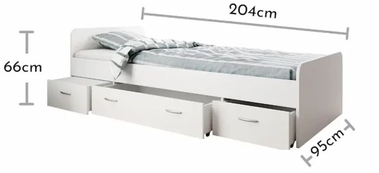 La litera clásica con una superficie de reposo de 90 x 200 cm ofrece suficiente espacio para dormir y relajarse. Su diseño neutro y moderno lo hace ideal para cualquier habitación infantil o juvenil y además ofrece mucho espacio de almacenamiento gracias a sus tres cajones con ruedas.