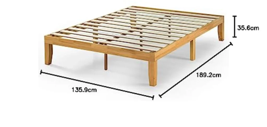 Cama Zinus Moiz 135x190 cm con Almacenamiento - Marco de Madera Maciza y Listones, 35 cm Altura - Fácil Montaje y 5 Años Garantía