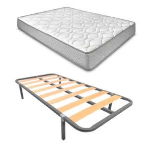Pack Cama Completa: Colchón Viscoelástico Marko Reversible + Somier de Láminas con Patas, 105x190 cm - Hipoalergénico