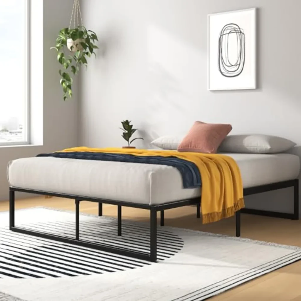 Zinus Lorelai Cama Plataforma 120x190 cm con Almacenamiento - Estructura de Metal Negro, 35.5 cm Altura, Soporte hasta 318 kg