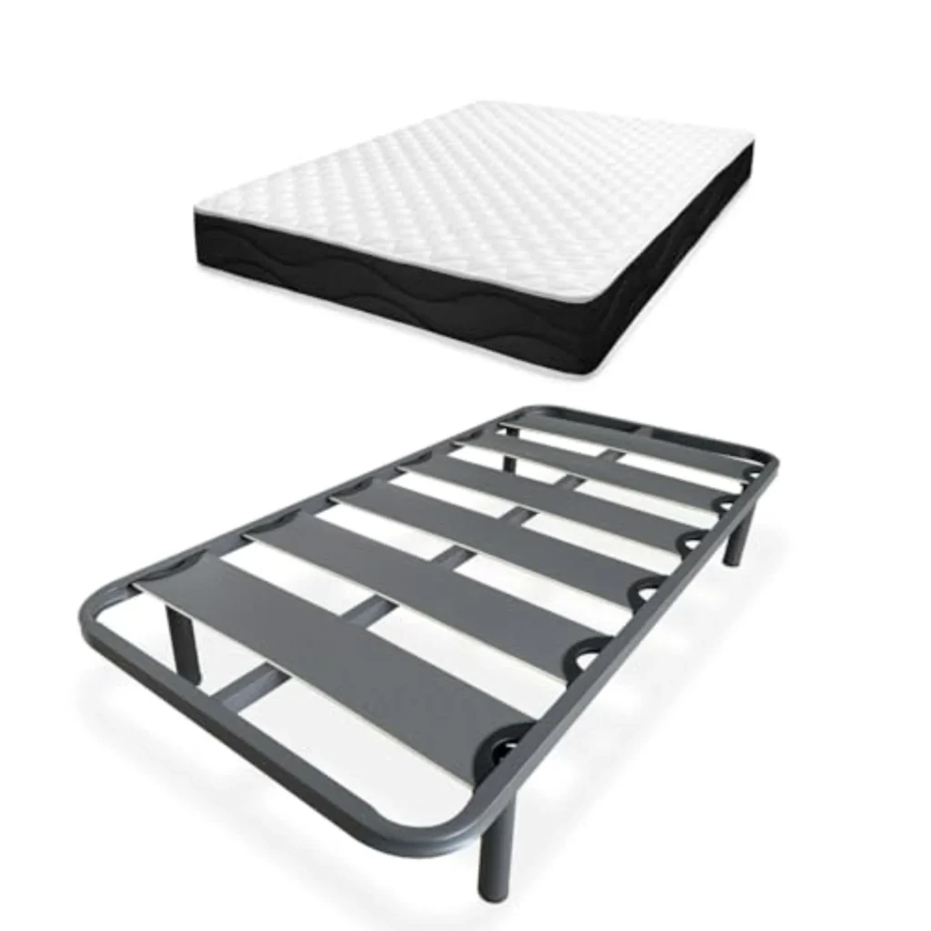 Pack Cama Completa Homey - Colchón Viscoelástico Sleep Pro Reversible + Somier de Láminas Reforzado con Patas, 90x190 cm