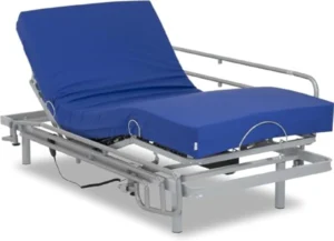 Cama Articulada Eléctrica con Colchón Sanitario HR 105x190 cm - Incluye Barandillas y Funda Impermeable para Mayores