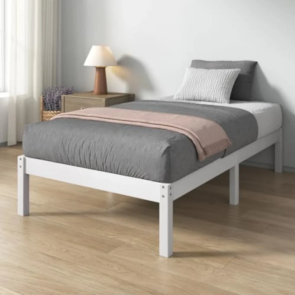 Somier Ellie de Bambú 90x190 cm - Moderno, Ecológico con Láminas de Madera y 35,5 cm de Altura - Blanco