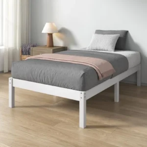 Somier Ellie de Bambú 90x190 cm - Moderno, Ecológico con Láminas de Madera y 35,5 cm de Altura - Blanco
