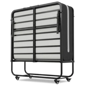 Cama Plegable 90x200cm con Colchón de Espuma Memoria 10cm - Marco Metal, 4 Ruedas 360º, Fácil Almacenar - Ideal Invitados y Dormitorios