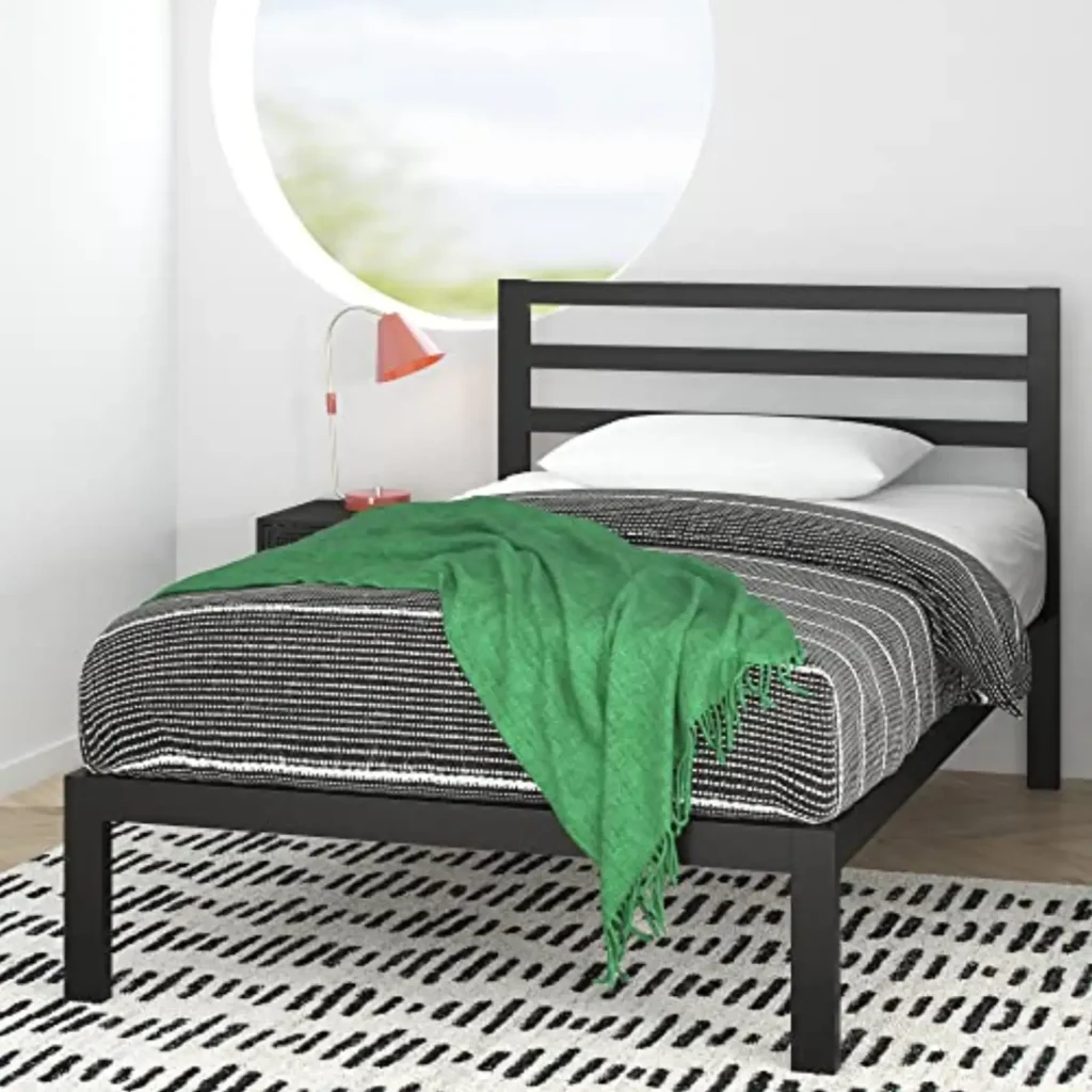 Somier Zinus Mia 90x190 cm - Plataforma de metal con cabecero y almacenamiento, diseño moderno y duradero, fácil montaje - Negro