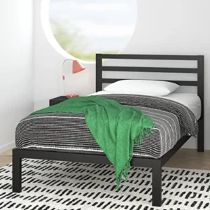 Somier Zinus Mia 90x190 cm - Plataforma de metal con cabecero y almacenamiento, diseño moderno y duradero, fácil montaje - Negro