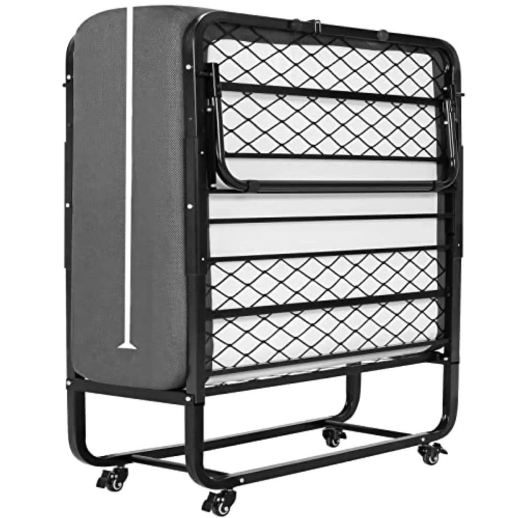 Cama Plegable 90x200 cm con Colchón Viscoelástico 13 cm - Metal Estable, Ruedas y Soporte 200 kg | DICTAC