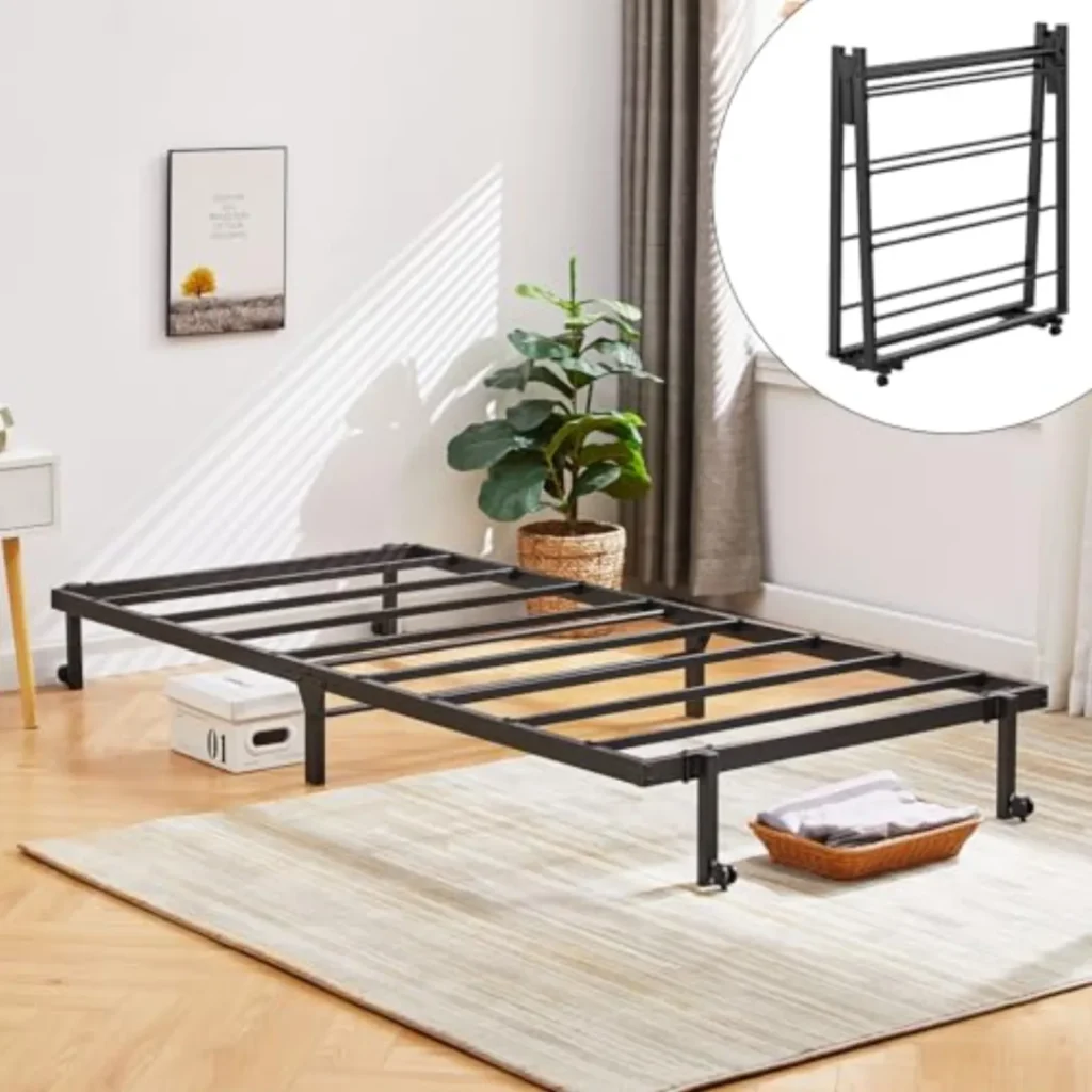 Cama Plegable FetiNes 90x190 cm - Marco Acero con Ruedas, Soporta 100 kg, Ideal Visitas y Camping, Montaje Fácil, Negro
